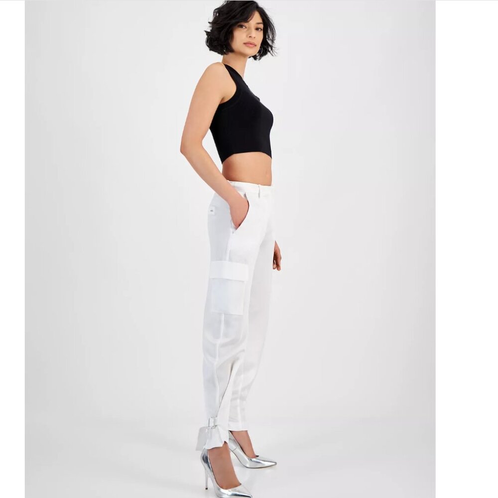 Guess Marzia satin joggers in pure white